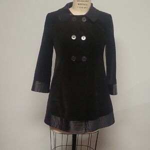 LOFT Black Double-Breasted Pea Coat, Size S